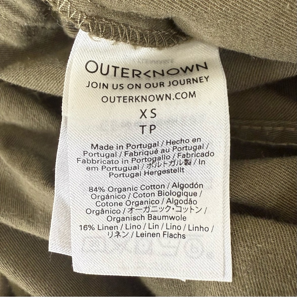 Outerknown SEA Utility Jumpsuit Olive Green Organic Cotton Linen Blend - Picture 13 of 14